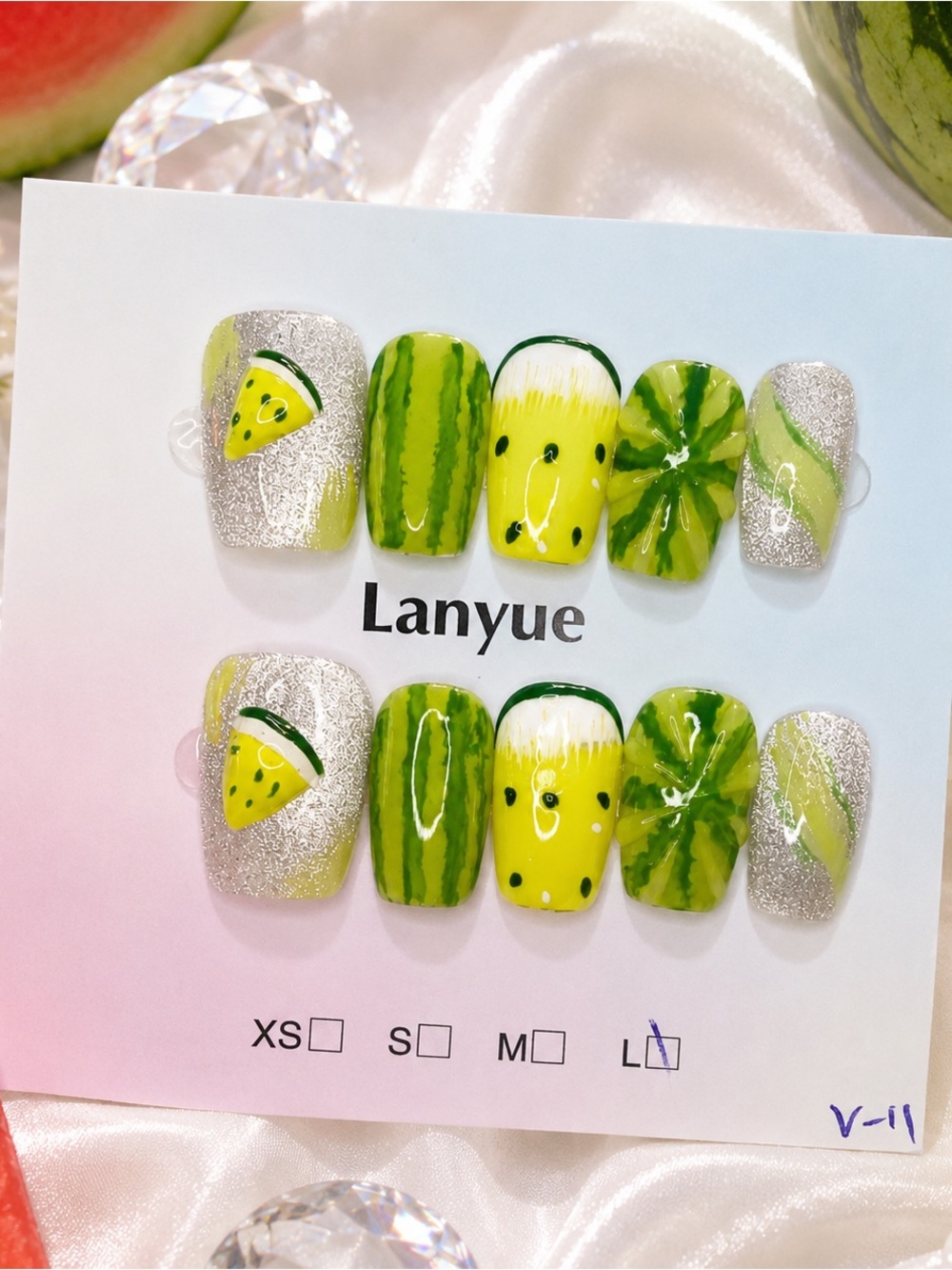 🍉 Handmade Watermelon Press-On Nails | Summer Fruit Nail Art 🍉